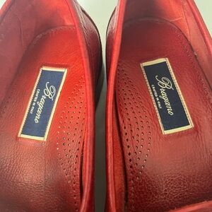 Bragano Red Leather Slip-On Loafers